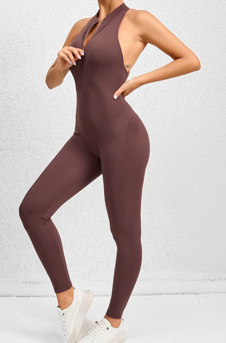 Bodysuit Café con zipper largo