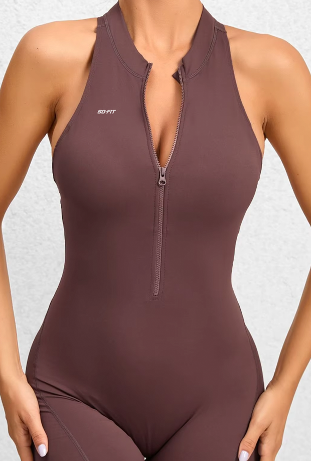 Bodysuit Café con zipper largo